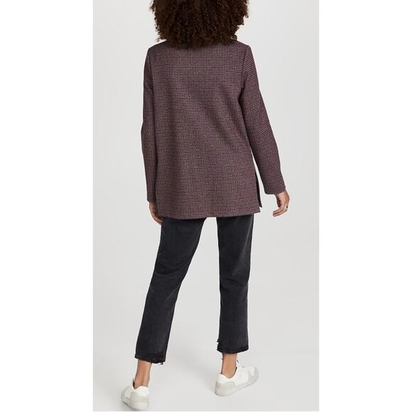 Theory Collin Houndstooth Knit Cardigan Womens Small Merlot Multi Blazer $175 - Picture 4 of 9